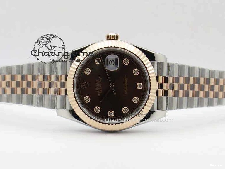 MiroTime 0313 Vibrant DateJust 41mm 126303 Noob 1:1 Best Edition RG Wrapped Brown Diam Dial Fluted Bezel On Jubilee Bracelet A 3781
